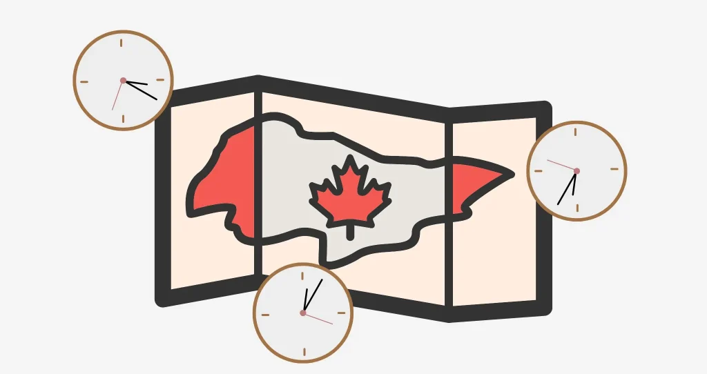 カナダのタイムゾーンと時差のイメージ画像