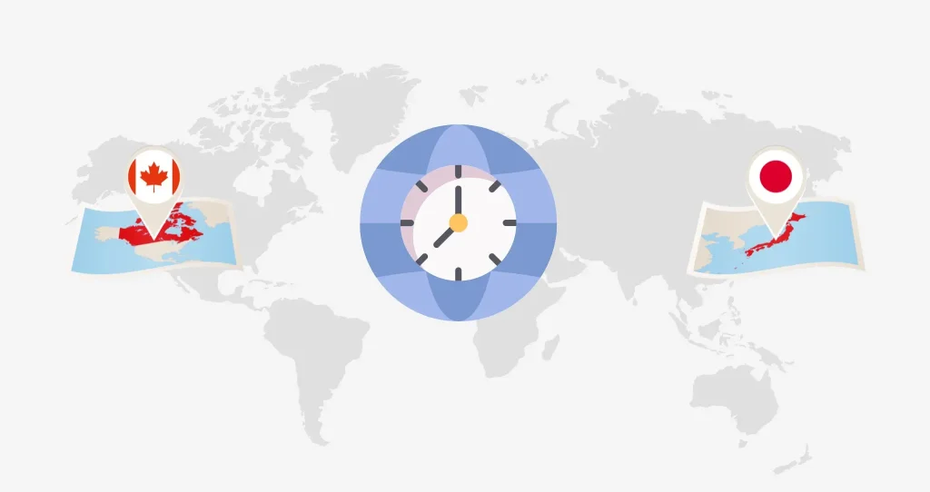 日本とカナダの時差イメージ画像